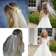 Wedding Layered Veil Bridal Tulles Bowknot Flower Girl Rhinestones Hair Hoop