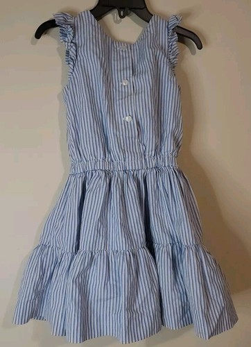 Polo Ralph Lauren bambina taglia 4 abito blu bianco righe volant - Foto 2 di 11