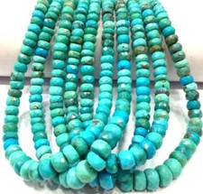 AAA Natural Arizona Turquoise Faceted Beads Strand Genuine Gemstone Beads.
