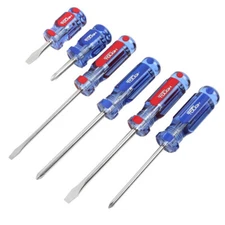 Hyper Tough 6-PC ACETATE SCREWDRIVER SET Slotted Phillips RUST-RESISTANT BLADES