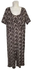 H by Halston Women Petite Large LP Jumpsuit Snake Animal Print Wide Leg Stretch