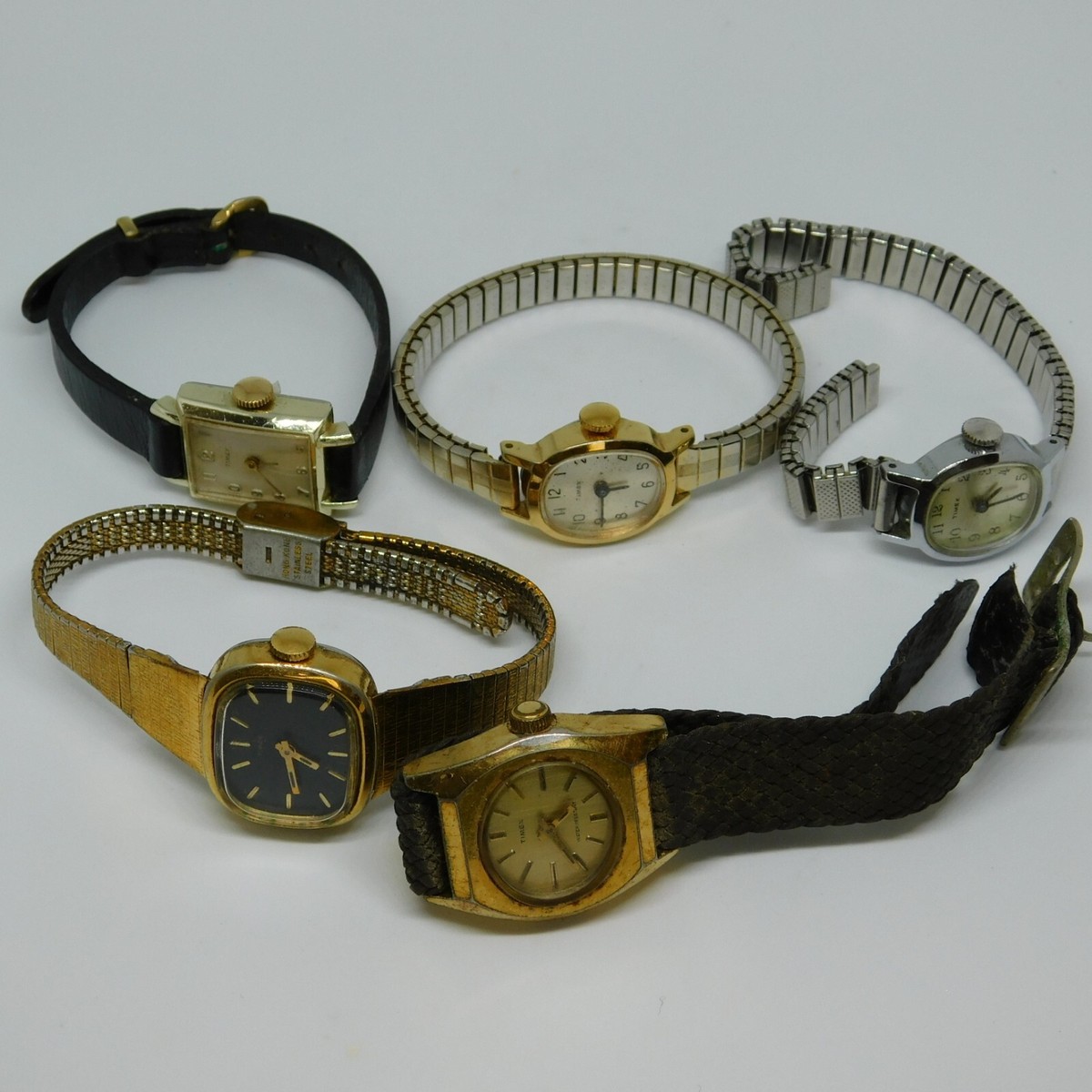 Mix Lot of 5 Vintage Timex Wind-up Analog Women