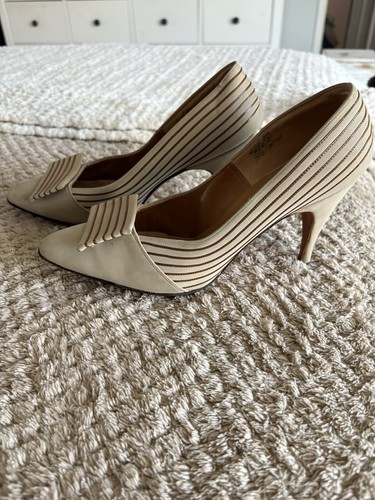 Vintage Frank More Tan And Brown 1960’s Patent Suede Pumps Size 6 1/2 M - Picture 5 of 10