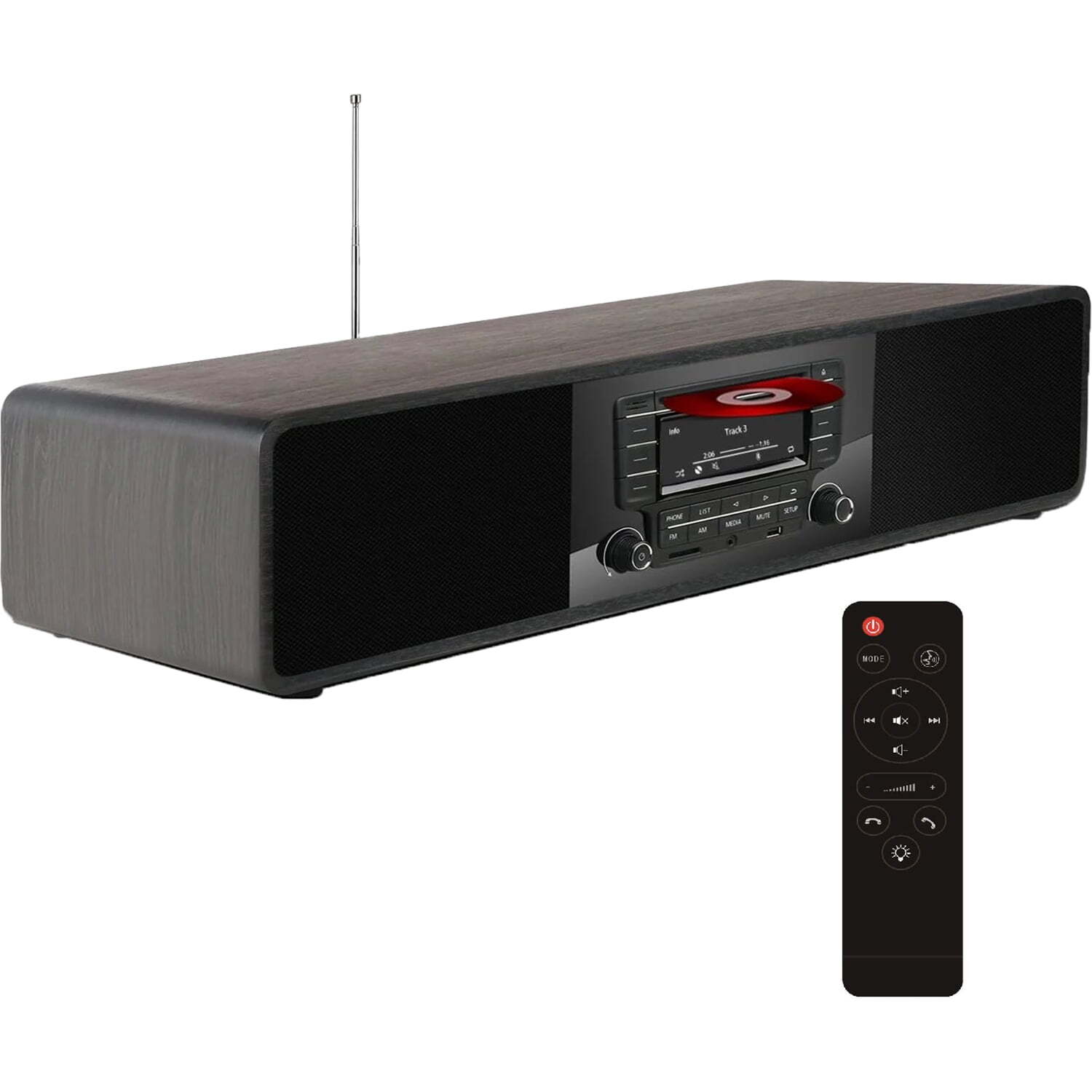 KEiiD CD Player with Speakers Bluetooth for Home Stereo System Boombox Black,