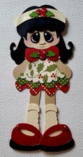 Little Miss Holly Girl Black Hair. Scrapbook, Card making Paper Piecing