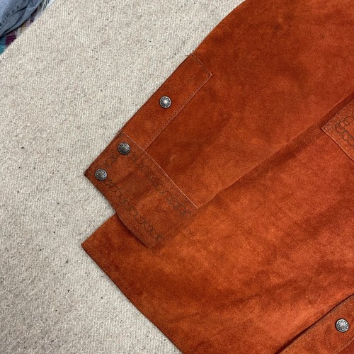 Chaqueta de Gamuza Mont Original Vintage Para Hombre Grande Naranja Años 70 Cierre de Botones Cuello - Imagen 3 de 10