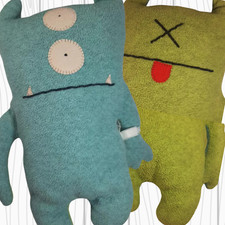 Ugly Doll Plush Bop N Beep Double Sided Green And Blue 2005 Pretty Ugly 13"