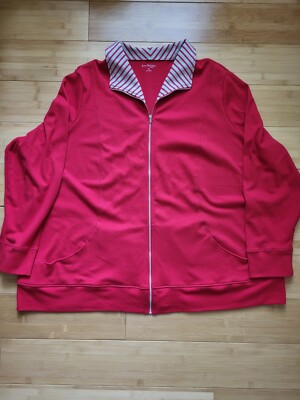 Kim Rogers Curvy Plus Zip Up Jacket w/ Pockets Athletic Red Size