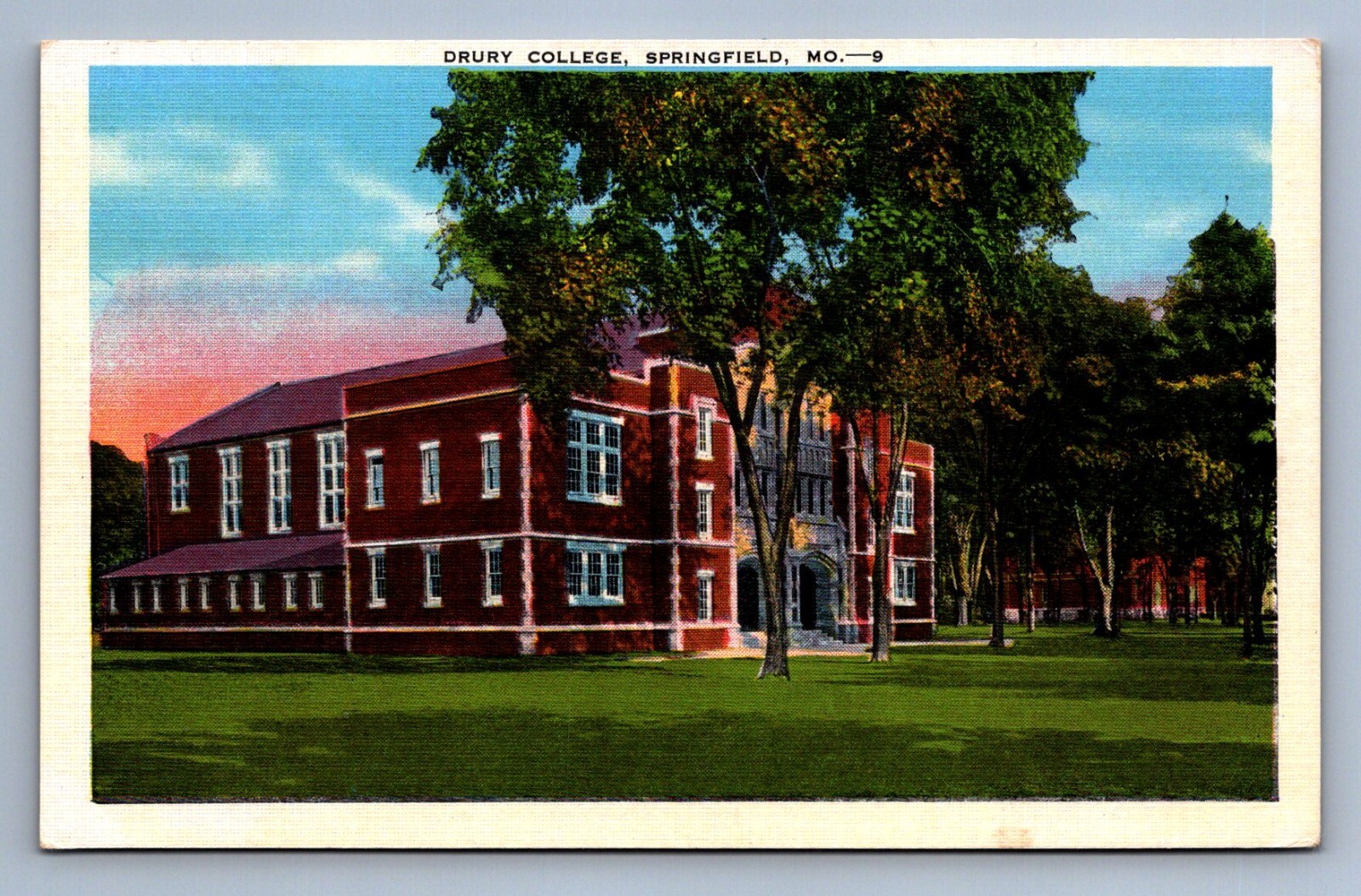Postcard Vtg Missouri Drury College Springfield Clara Thompson Hall Of