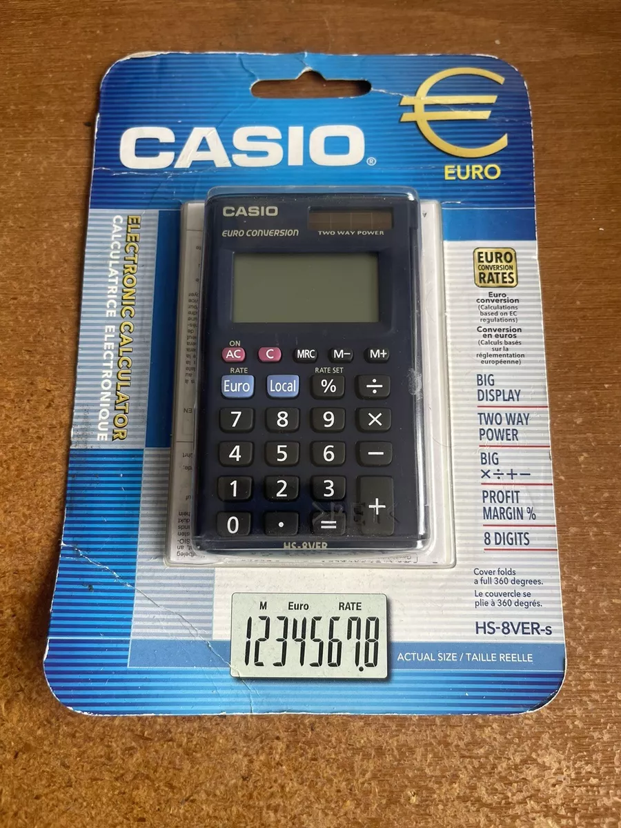 CASIO POCKET CALCULATOR HS 8VER s WITH EURO CONVERSION NEW IN ORIGINAL PACK