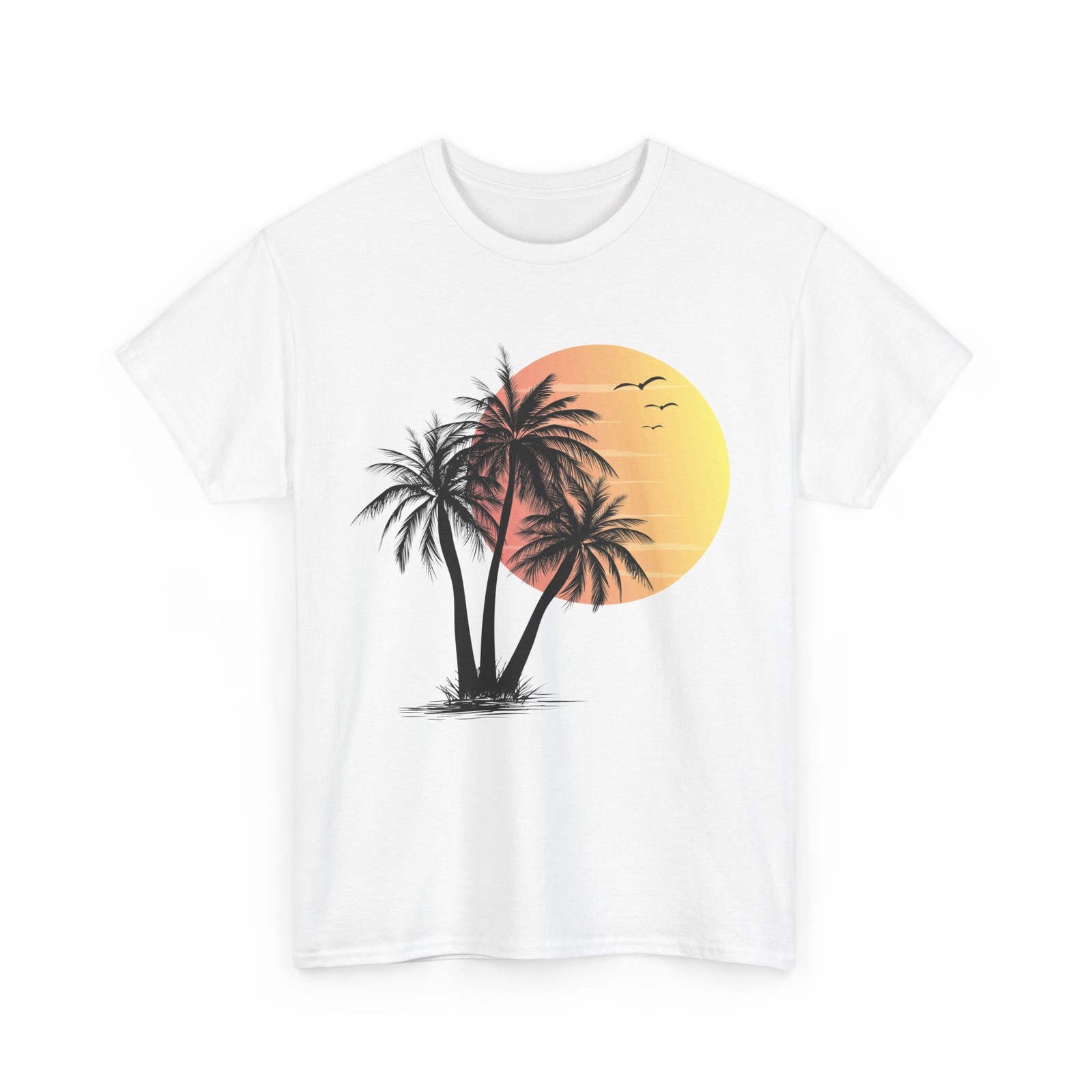 Palm Trees Sunset T-Shirt, Beach Lovers Summer Vacation Women Men Shirt