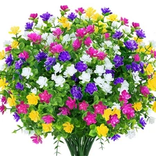 16 Bundles Outdoor Artificial Flowers UV Resistant Fake Boxwood Plants, Faux ...