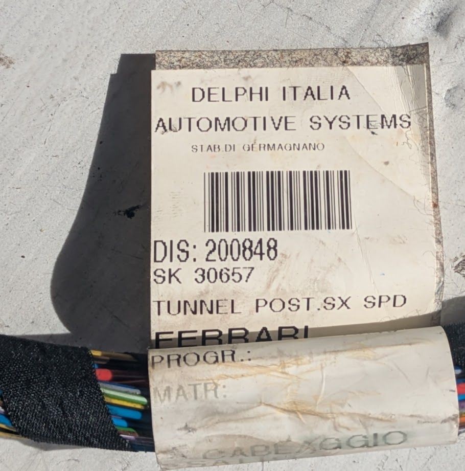 FERRARI 360 CABLES FOR LH REAR TUNNEL 200848
