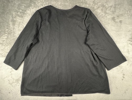 Ming Wang Cardigan Jacket Womens 2X Black Waffle Sweater Toggle Closure Classic - Picture 2 of 11