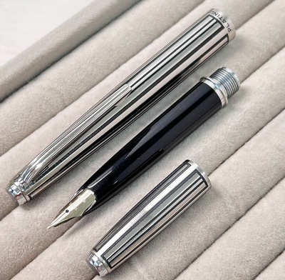 Platinum Short Stripe Fountain Pen 14K WG F Nib Vintage Rare Japan