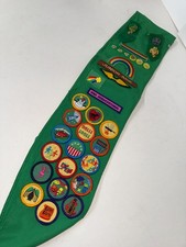 Vintage 1990’s Girl Scout Sash with Badges, Pins, Patches Awards Junior Aid