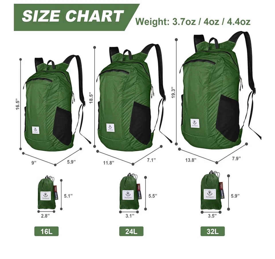 Mochila de día de senderismo 4Monster, mochila compacta ligera resistente al agua nueva Foto 3 de 4