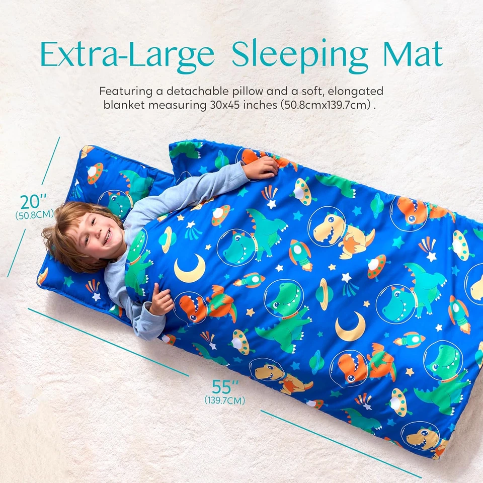 Saco de dormir para niños pequeños 55”x22” con almohada extraíble y manta Minky, 3+ años Foto 3 de 4