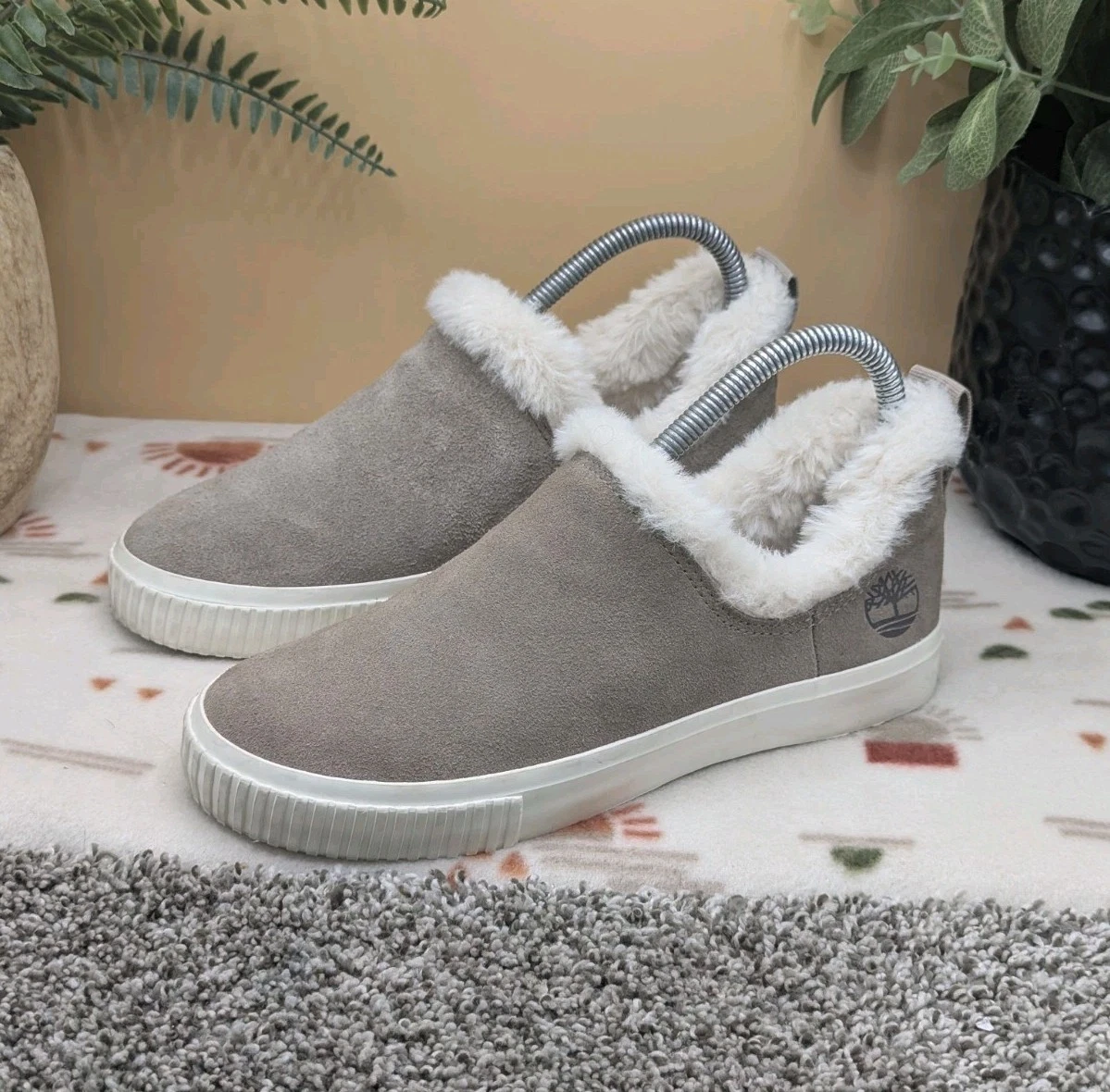 Scarpe Timberland da donna taglia 6 Skyla Bay foderate in pelliccia scamosciata grigia