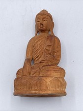 Hand Carved Wooden Seated Buddha Figurine 3  Meditation Spiritual Asian Decor