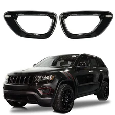 sportuli Black Front Fog Light Cover Lamp Trim Replace for 2014-2016 Jeep Grand