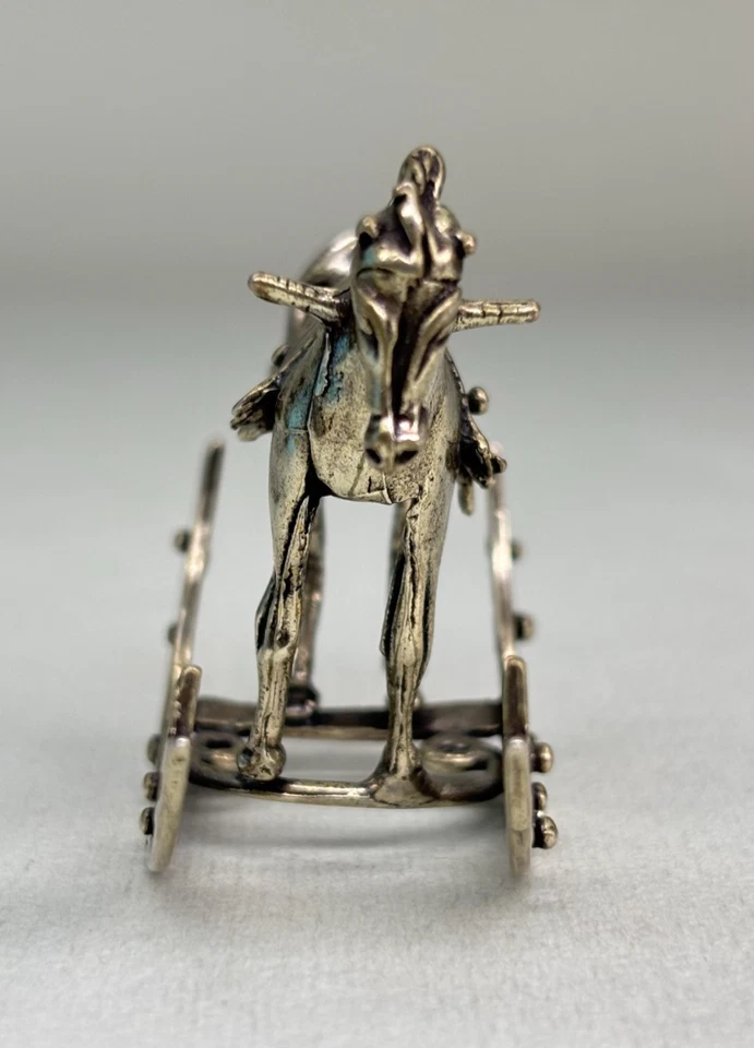 MICROFUSIONE ARGENTO VINTAGE CAVALLO A DONDOLO MINIATURA MARCHIATO - 60 70 80' - Immagine 4 di 4