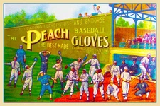 18"x24" Peach Baseball Gloves Ty Cobb Advertisement Poster