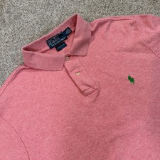 Polo Ralph Lauren Mens L Pink Heather Custom Fit Short Sleeve Polo Shirt Pony