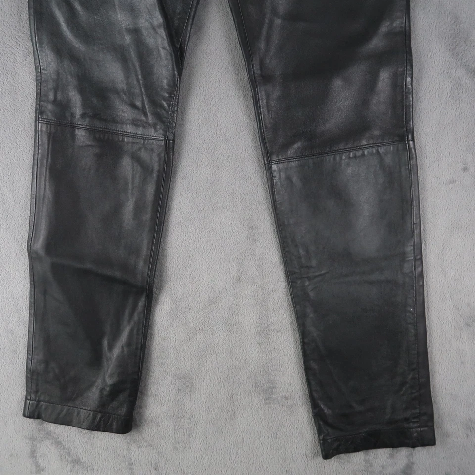 Pantalones de cuero Banana Republic vintage años 90 para mujer 2 (23,5 x 29,75) forrados negros Foto 3 de 4
