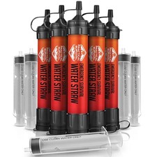 Practical Survival Reusable Emergency Water Filter Straws, 5-Pack