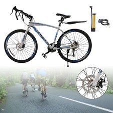 27 speed Road Bike Racing Bicycle 700C 26" Wheels Adult White+Blue