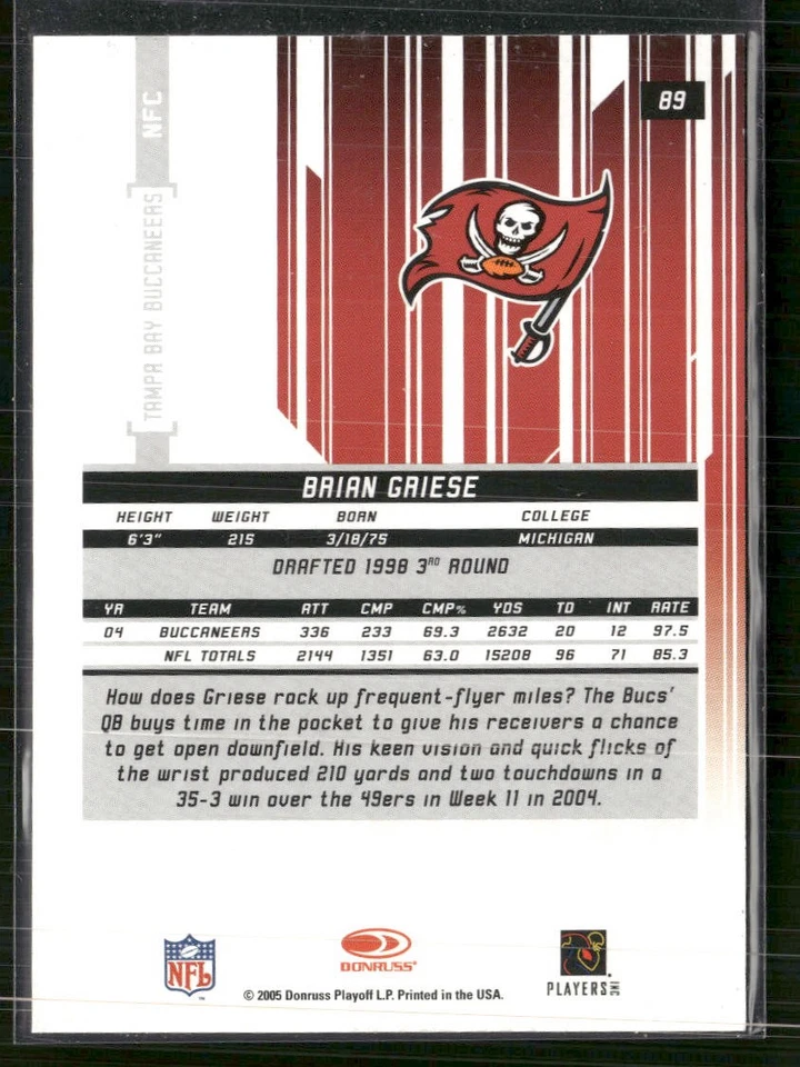 2005 Leaf Rookies & Stars Longevity #89 Brian Griese Emerald #/150 - Image 2 of 2