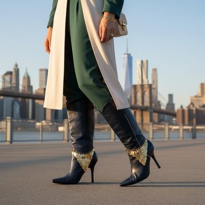 Women Boot Bracelet Rusty Gold Metal Chain Anklet Fashion Shoe Coins Charm PAIR