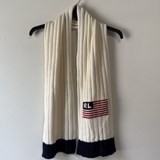Polo Jeans Co Scarf Ralph Lauren Winter Wool RL Logo USA Flag Vintage Y2K Unisex