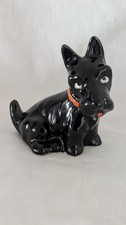 Small Ceramic Black Scottish Scottie Dog with a Red Collar
