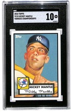 2010 Topps YC15 Mickey Mantle Yankees Championships 1952 Topps SGC 10 Gem Mint