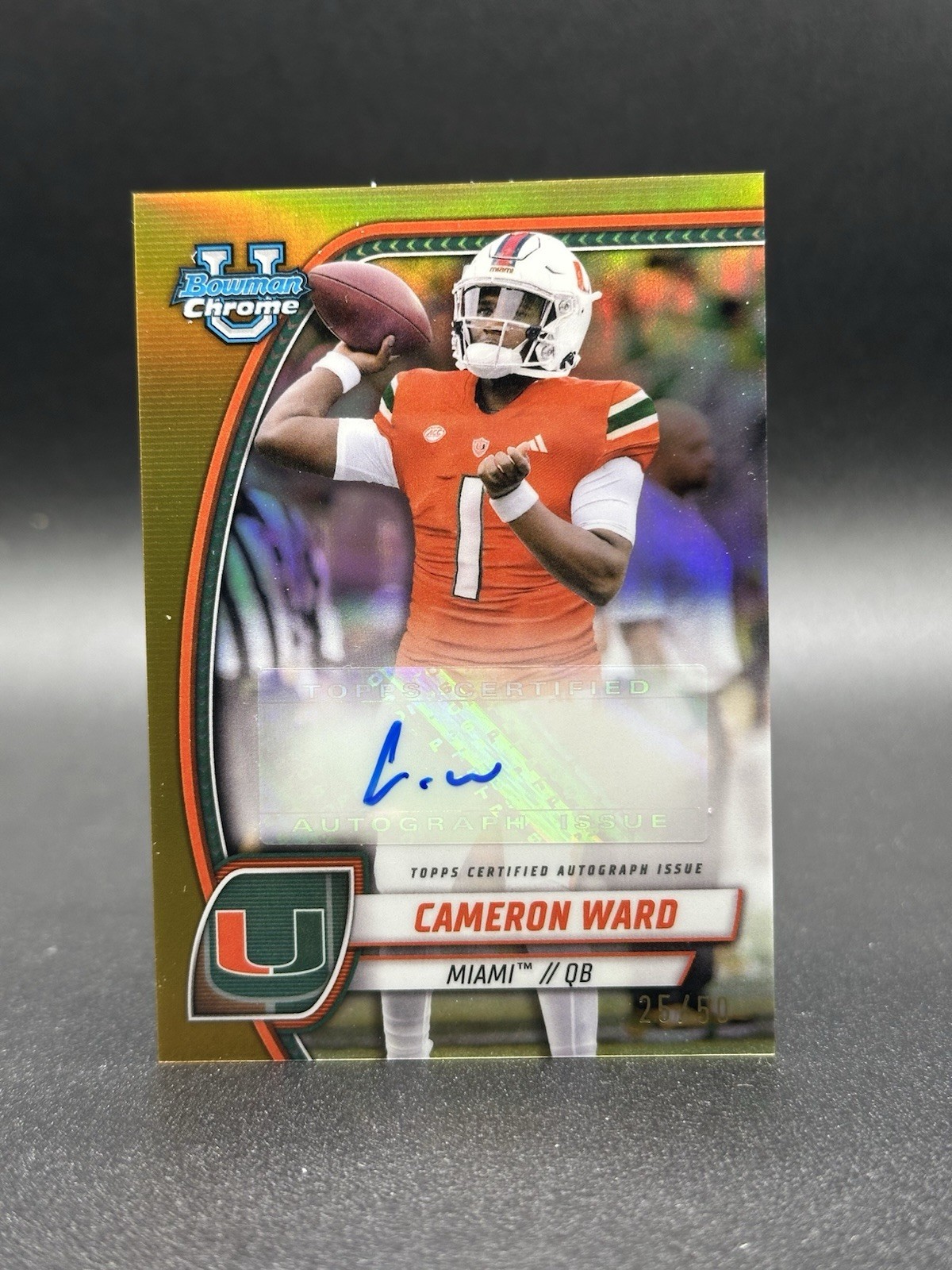 2024 Bowman Chrome U CAM WARD True Gold AUTO SSP /50 RARE Titans rookie