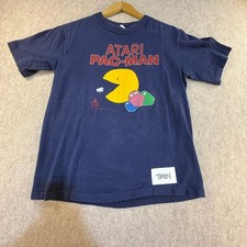 Vintage 1982 Atari Pac-Man T Shirt Hanes Beefy-T Navy Blue Small Made in USA 80s