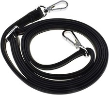 Adjustable Smooth Black Leather Purse Chain Strap Length 31.5-55.1 Inch Silver H