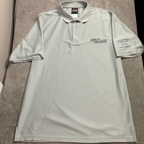 Harley Davidson Dealer Shirt Mens L Staff Uniform Polo Grey Greenville Sc Bike - Picture 6 of 13
