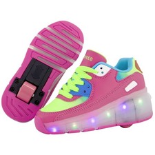 Kids Roller Skate Shoes with Single Wheel Shoes Sport Sneaker 7 Colors 11 Modes