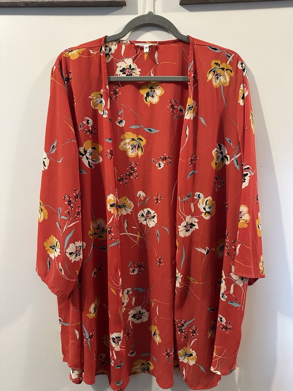 MAURICES Women Open Front Kimono/top Multicolor Floral 3/4 Sleeve