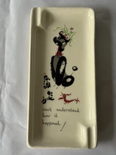 Vtg MCM Ceramic Ashtray With Poodles & Dachshund