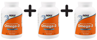 3 x NOW Foods Omega-3 Molecularly Distilled Fish Oil - 500 (108,32 EUR/kg)