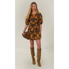 NEW Farm Rio Arabesque Floral Puff Sleeve Mini Dress size M medium