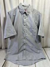 Red Kap Work Men's M Industrial Uniform Short Sleeve Shirt Silver  Mechanic