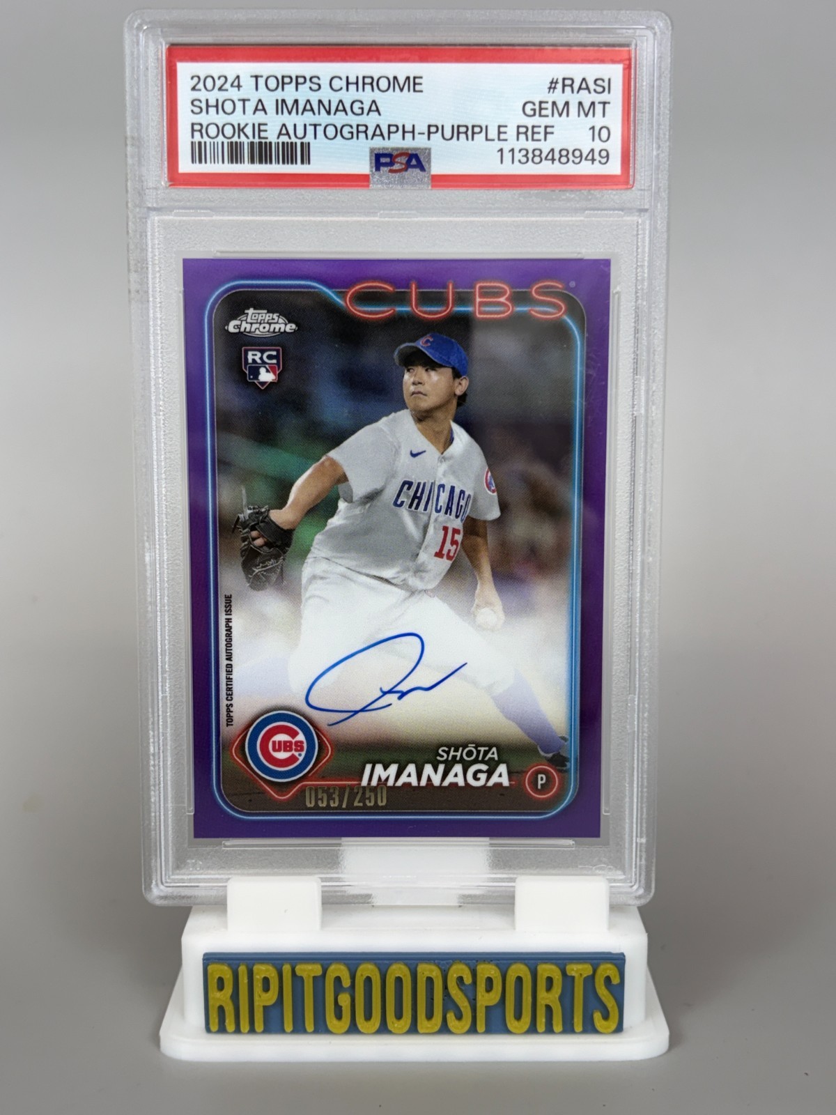 Shota Imanaga 2024 Topps Chrome #RASI Rookie Auto Purple /250 PSA 10 Gem MT Cubs