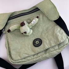 Borsa a tracolla Kipling verde brillante messenger nylon impacchettabile portachiavi scimmia