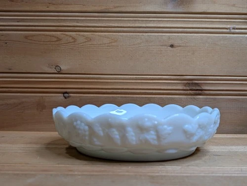 Vintage Westmoreland Paneled Grape milk glass nut dish or relish dish