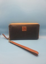 Dooney  Bourke Pebble Grain Large Zip Around Wristlet Wallet Midnight Excellent
